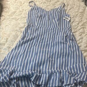 Blue and White Striped Dress